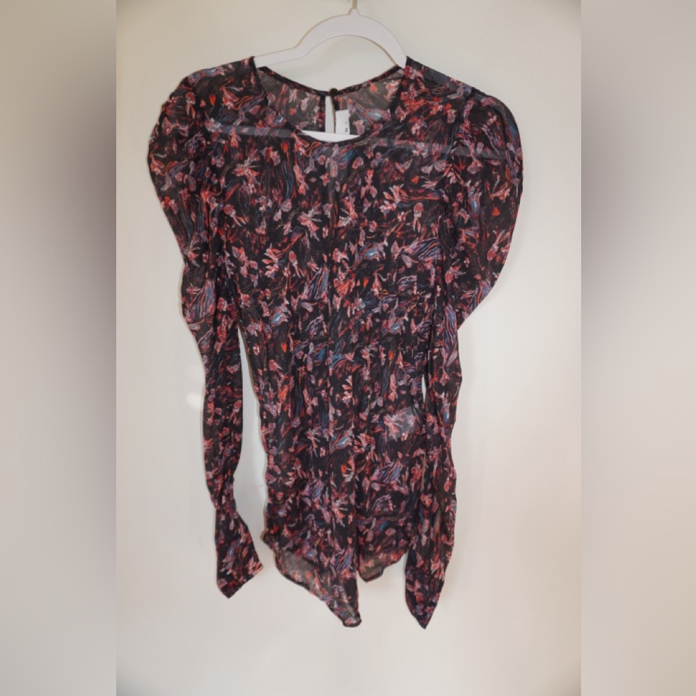 IRO Black and Red Floral Blouse